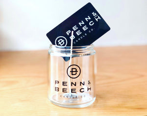 Penn & Beech Gift Card inside an empty pour your own jar