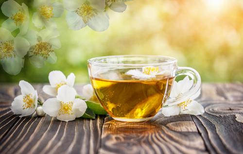 Tea pictured with jasmine flowers